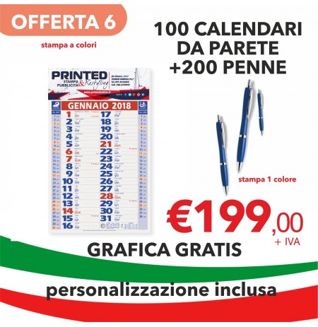 100 Calendari da parete stampa a colori +200 penne