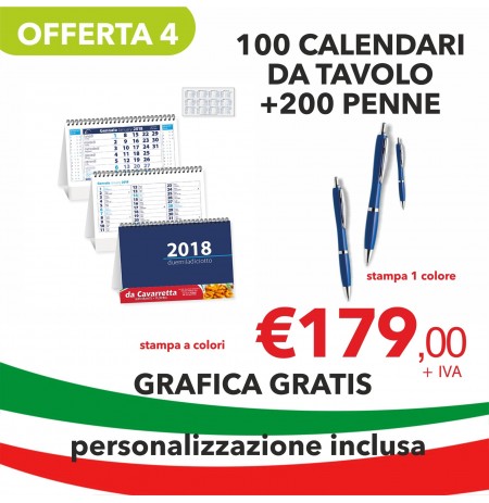 n°100 calendari da tavolo stampa a colori calendari scrivania calendari personalizzati + n°200 penne