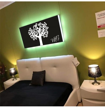 Capezzale moderno albero della vita capezzale con iniziali luminoso quadro moderno quadro luminoso capezzale plexiglass